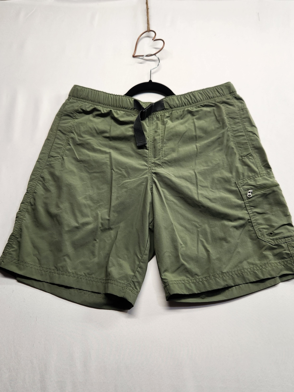 ⭐️Columbia Palmerston Peak Hiking Shorts Green Belted Nylon Medium Cargo Swim